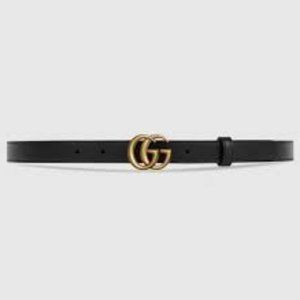 Gucci Double G Slim Leather Belt